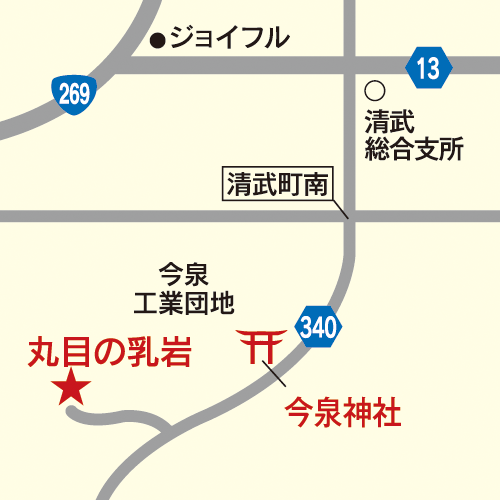丸目の乳岩・今泉神社_map