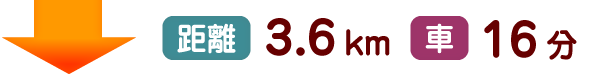 距離3.6km 車16分