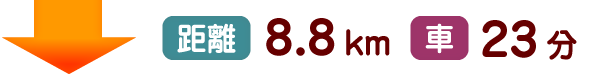 距離8.8km 車23分